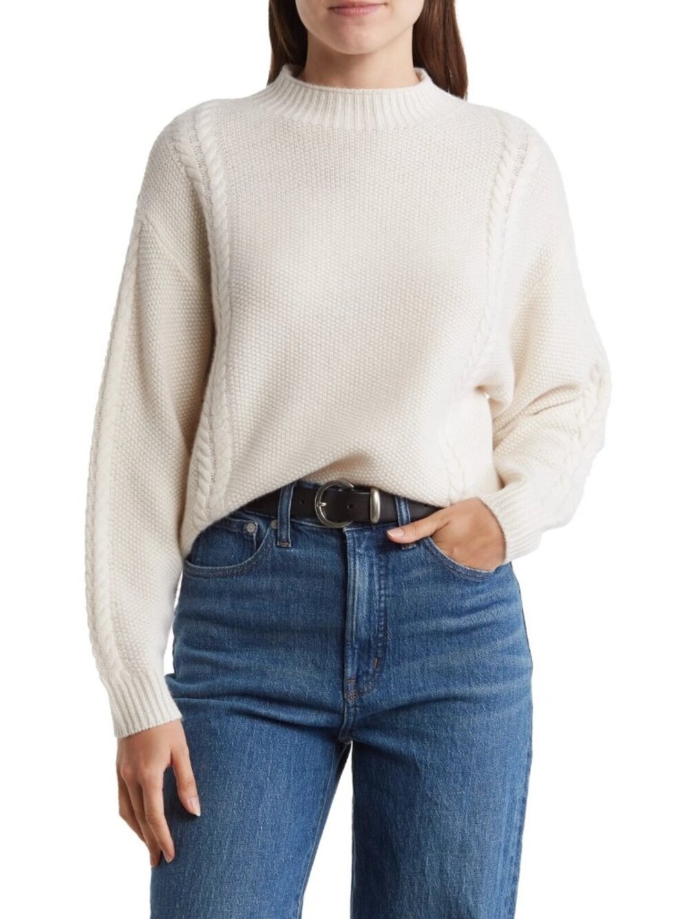 The Cashmere Project Women's Cashmere Knit Sweater Pullover Frost White Size M